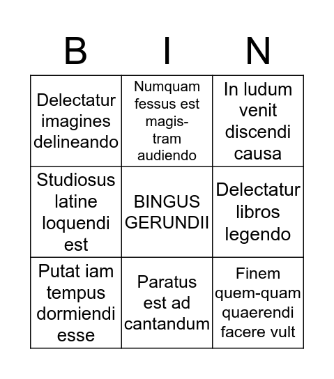 QUAERE QUEMQUAM QUI Bingo Card