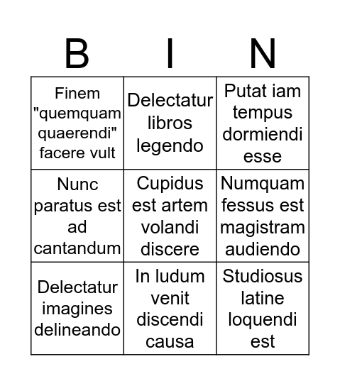 QUAERE QUEMQUAM QUI Bingo Card