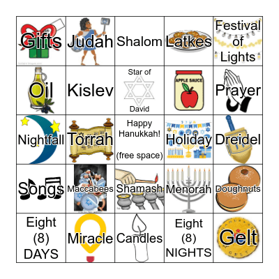 Hanukkah Bingo! Bingo Card