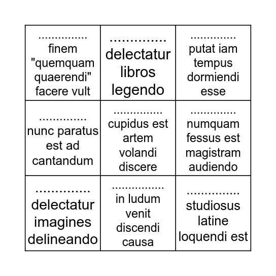 QUAERE QUEMQUAM QUI Bingo Card