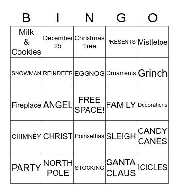 CHRISTMAS BINGO 2017 Bingo Card