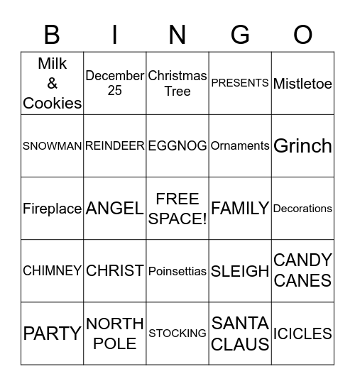 CHRISTMAS BINGO 2017 Bingo Card