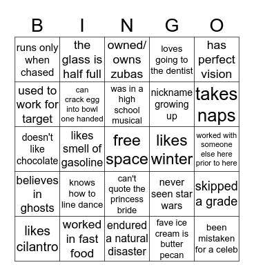 small talk generator Bingo Card