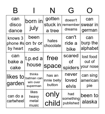 small talk generator Bingo Card