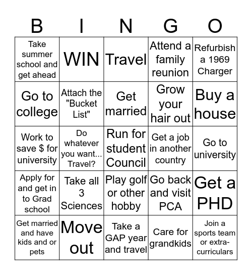 BINGO For LIFE Bingo Card