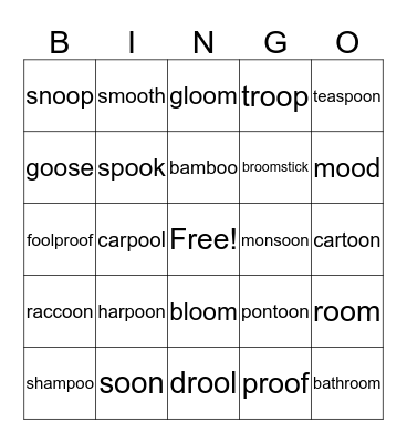 oo food Bingo Card