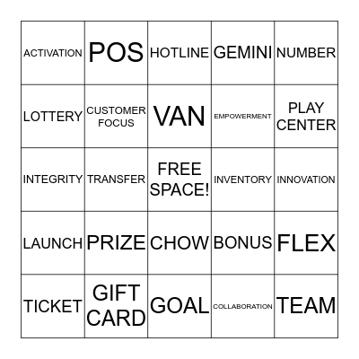 Lottery Lingo Bingo! Bingo Card
