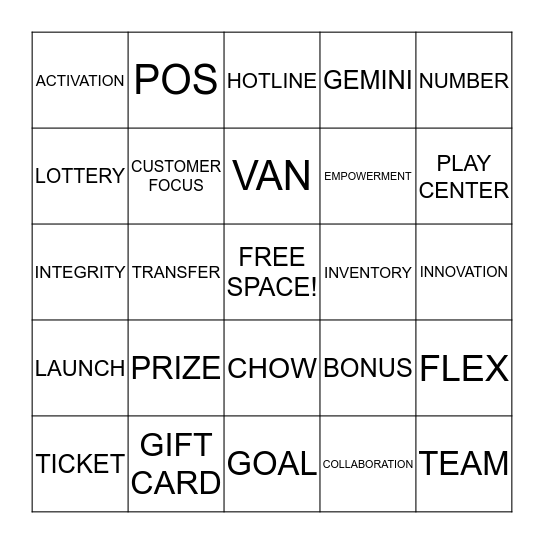 Lottery Lingo Bingo! Bingo Card