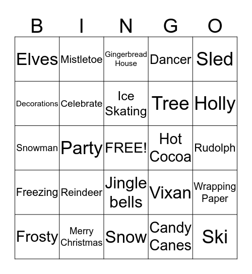 Unity Care Holiday Bingo Card