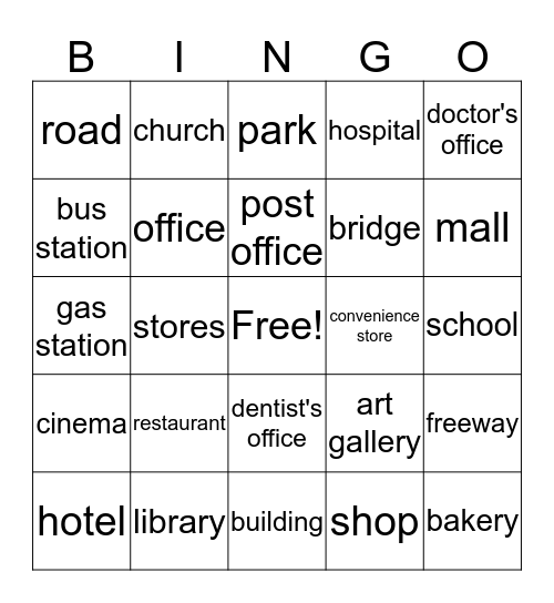 Community Buildings Bingo Card