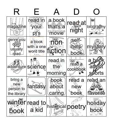 Go for the Gold Reading Challenge Bingo Card