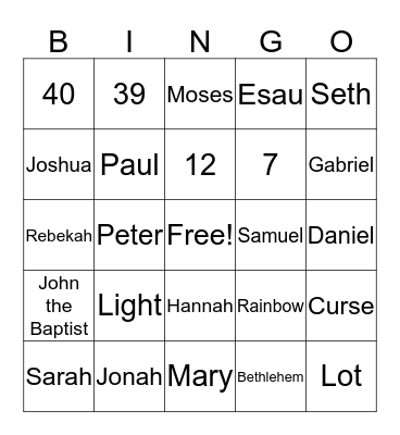 Bible Bingo Card