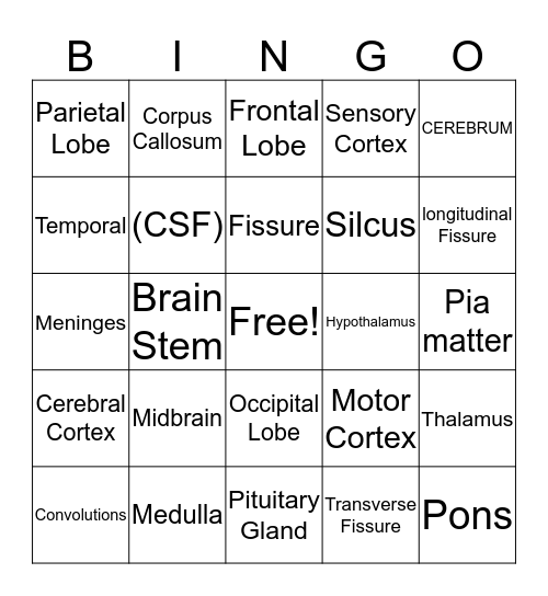 Brain Bingo Card