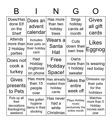 2017 MHF HOLIDAY BINGO Card