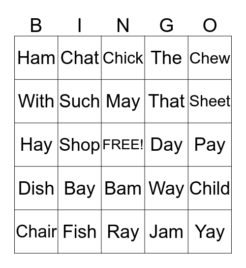 Word Study Bingo Card