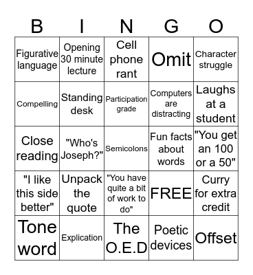 Rakusin BINGO Card