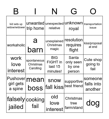 Hallmark Christmas Movie Bingo Card