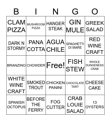 SEASIDE BINGO  Bingo Card