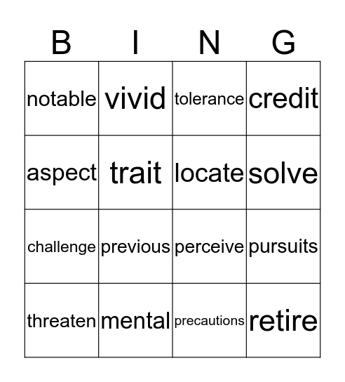 Q Skills Bingo Card