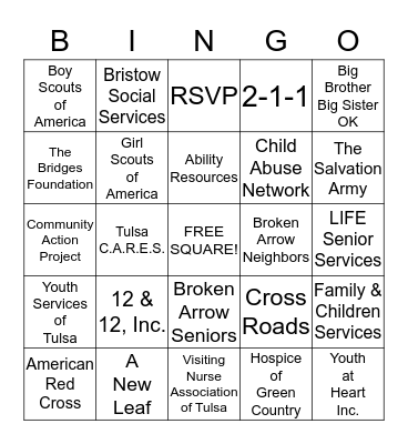 UNITED WAY BINGO - SEPTEMBER 19TH, 2013 Bingo Card