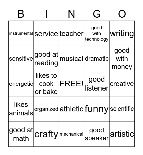 Gifts from God Bingo Card