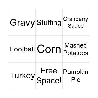 THANKSGIVING BINGO Card