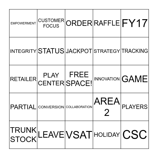Lottery Lingo Bingo! Bingo Card