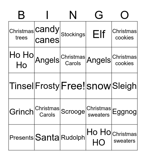 Community Spirit Christmas Bingo Card