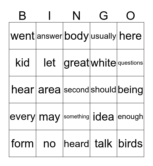 EASTON Bingo Card