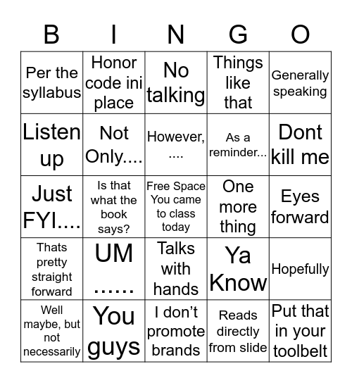 OTC Bingo Card