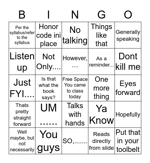 OTC Bingo Card