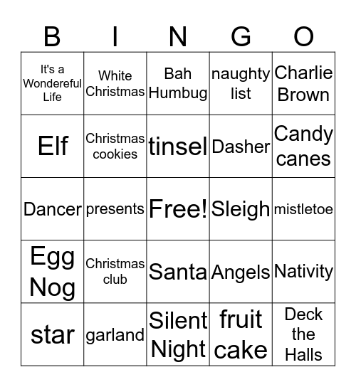 Community Spirit Christmas Bingo Card