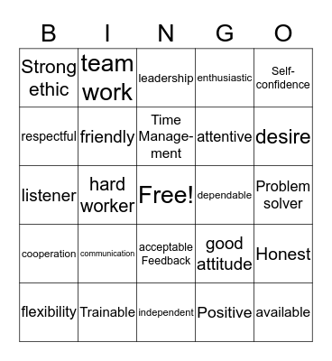 Soft Skills Bingo Card