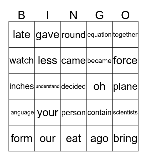 BRADLEY Bingo Card