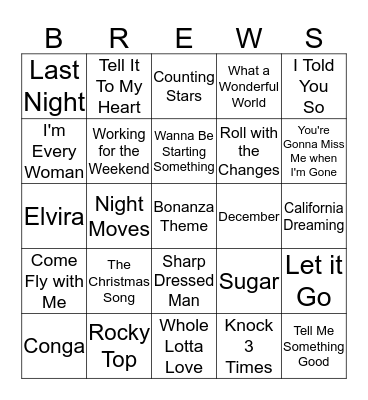 Boondocks Brews, Beats & Bingo Card