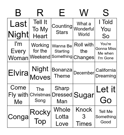 Boondocks Brews, Beats & Bingo Card