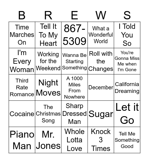 Boondocks Brews, Beats & Bingo Card