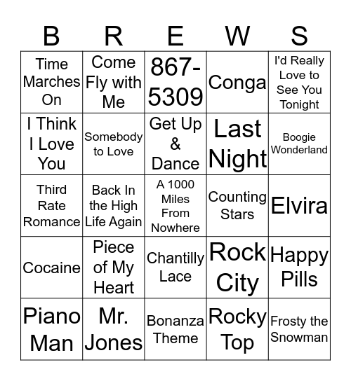 Boondocks Brews, Beats & Bingo Card