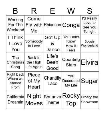 Boondocks Brews, Beats & Bingo Card