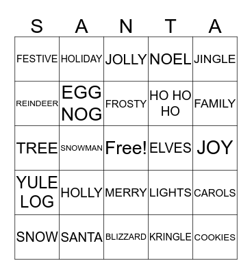 SEFCU SANTA BINGO Card