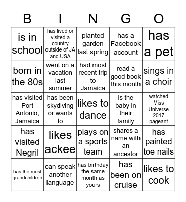 HENRY FAMILY BINGO Card
