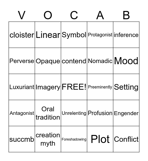 Native American bingo! Bingo Card