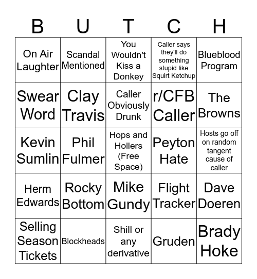 Knox Sports Radio Bingo Card