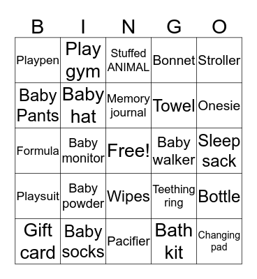 BABY BINGO  Bingo Card