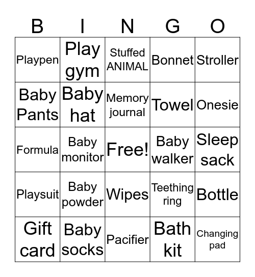 BABY BINGO  Bingo Card