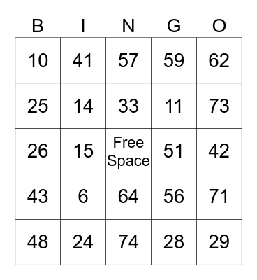 Del Norte Bingo Card