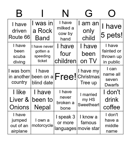 Rotary Bingo Card