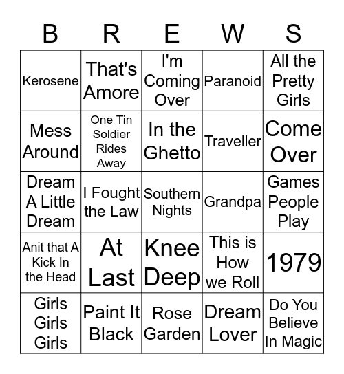 Boondocks Brews, Beats & Bingo Card