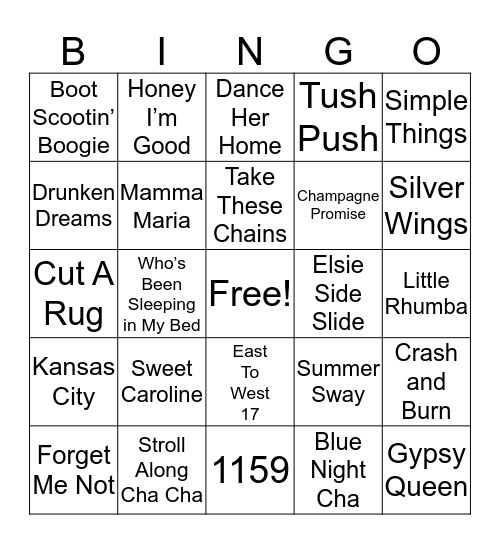 Linedance Bingo Card