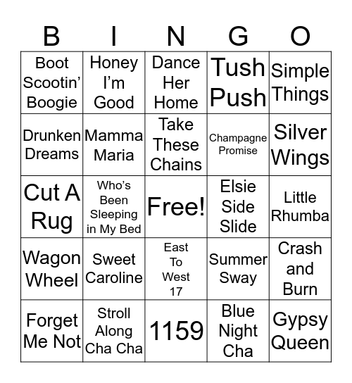 Linedance Bingo  Bingo Card